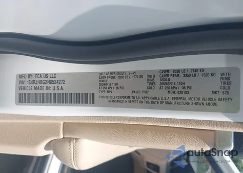 2022 Jeep Grand Cherokee Limited 4X4 z USA, uszkodzony, nr VIN 1C4RJHBG2N8524272